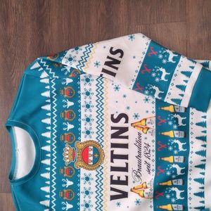 Veltins Pilsner Men's Size 2XL Ugly Sweater Style Teal Long Sleeve Shirt